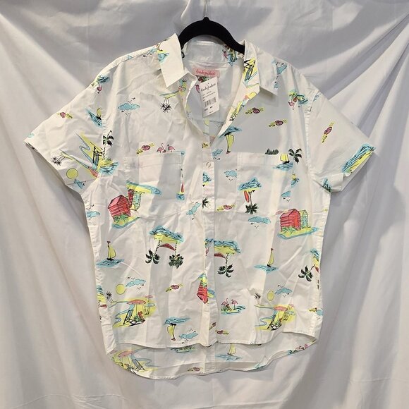 NWT Fresh Produce Button-up Shirt Beahkeen Oxford Camp Size Medium - Picture 1 of 7
